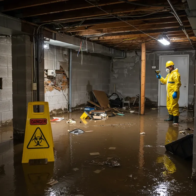 Flooded Basement Electrical Hazard in Hudson Lake, IN Property