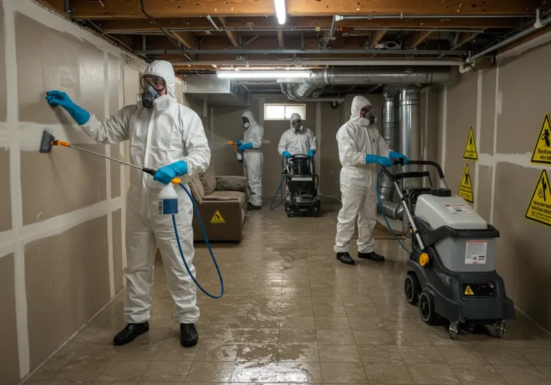 Basement Moisture Removal and Structural Drying process in Hudson Lake, IN